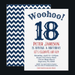 18th Birthday Invitation Mens Navy Blue<br><div class="desc">A funny and striking 18th birthday invitation for a boy,  man,  male.</div>