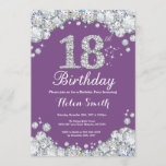 18th Birthday Invitation Purple and Silver Diamond<br><div class="desc">18th Birthday Invitation. Purple and Silver Rhinestone Diamond. Elegant Birthday Bash invite. Adult Birthday. Women Birthday. Men Birthday. For further customization,  please click the "Customize it" button and use our design tool to modify this template.</div>