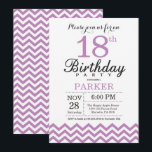 18th Birthday Invitation Purple Chevron<br><div class="desc">18th Birthday Invitation with Purple Chevron. Black and White. Adult Birthday. Man or Women Bday Invite. For further customization,  please click the "Customize it" button and use our design tool to modify this template.</div>