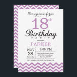 18th Birthday Invitation Purple Chevron<br><div class="desc">18th Birthday Invitation with Purple Chevron. Black and White. Adult Birthday. Man or Women Bday Invite. For further customization,  please click the "Customize it" button and use our design tool to modify this template.</div>