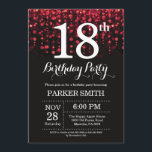 18th Birthday Invitation Red Glitter<br><div class="desc">18th Birthday Invitation with Red String Lights with Red Glitter Background. Red Birthday. Adult Birthday. Men or Women Bday Invite. 13th 15th 16th 18th 20th 21st 30th 40th 50th 60th 70th 80th 90th 100th, Any age. For further customization, please click the "Customize it" button and use our design tool to...</div>