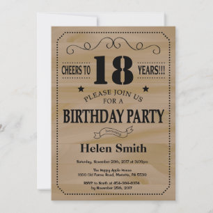 18th Birthday Invitation Rustic Wood