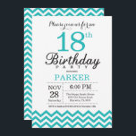 18th Birthday Invitation Teal Chevron<br><div class="desc">18th Birthday Invitation with Teal Chevron. Black and White. Adult Birthday. Man or Women Bday Invite. For further customization,  please click the "Customize it" button and use our design tool to modify this template.</div>