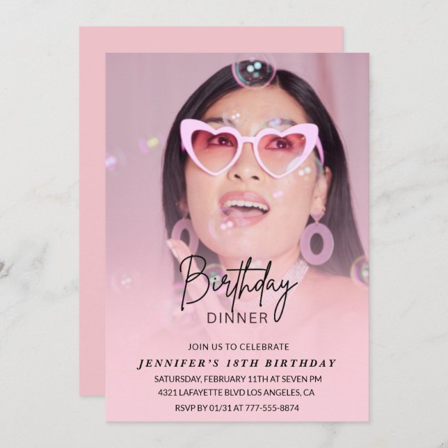 18th birthday invitations Birthday Dinner Photo (Front/Back)