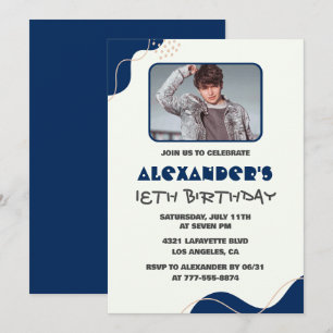 18th birthday invitations Men Navy Simple Photo