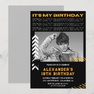 18th birthday invitations Men Photo Spray paint