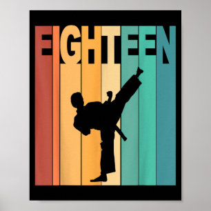 18th Birthday Karate Taekwondo Theme 18 Year Old Poster