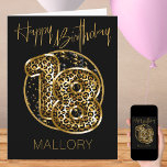 18th Birthday Leopard Print Gold Foil Balloons Card<br><div class="desc">Personalized 18th birthday card with animal print foil balloons in black and gold. The trendy leopard print balloons are framed with black and gold confetti and Happy Birthday is hand lettered in gold. The template is ready for you to personalize the front of the card and add a message inside...</div>