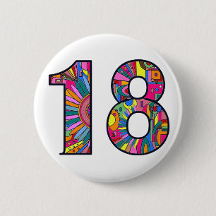18th birthday mandela 18 Hippy chic colourful fun 2 Inch Round Button