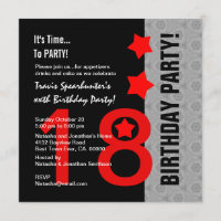18th Birthday Modern Red Silver Black A12 Red Star
