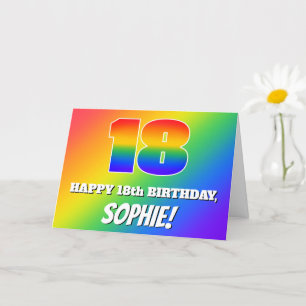 18th Birthday: Multicolored Rainbow Pattern # 18 Card