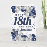 18th Birthday Navy Blue Balloons Card<br><div class="desc">A gorgeous navy and silver balloon happy 18th birthday card. This fabulous design is the perfect way to wish someone a happy eighteenth birthday (or any age!) Personalize with our own custom name and message. Blue coloured typography and gorgeous navy blue and silver balloons.</div>