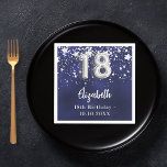 18th birthday navy blue silver stars napkin<br><div class="desc">For an 18th birthday celebration. A navy blue background colour with faux silver stars. The blue colour is uneven.  Add your name,  text.</div>