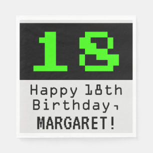 18th Birthday - Nerdy / Geeky Style "18" & Name Napkin