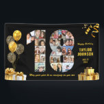 18th Birthday Number 18 Photo Collage Black Gold Banner<br><div class="desc">Make a big statement on their big day with this Custom Photo Collage Birthday Party Banner. Turn your favorite memories into a stunning visual celebration. Featuring a bold number-shaped photo collage, this design allows you to showcase a lifetime of highlights or the best moments from the past year. Whether it’s...</div>
