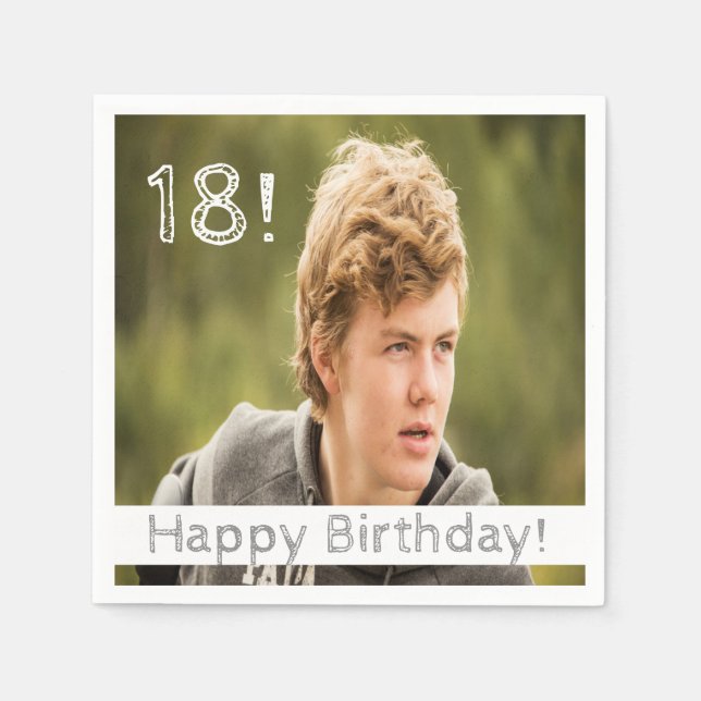 18th birthday part photo boy guy napkin (Front)