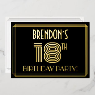 18th Birthday Party — Art Deco Style “18” + Name