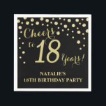 18th Birthday Party Black and Gold Diamond Napkin<br><div class="desc">18th Birthday Party Invitation with Black and Gold Glitter Diamond Background. Gold Confetti. Adult Birthday. Man or Woman Birthday. For further customization,  please click the "Customize it" button and use our design tool to modify this template.</div>
