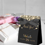 18th birthday party black gold thank you name favor box<br><div class="desc">An elegant and glamourous 18th birthday favour box. Black backdrop and golden coloured faux diamonds. With the text: Thank You!  Templates for a name,  date of birth and date of anniversary and age number. Golden letters.</div>