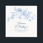 18th Birthday Party Blue Rose Floral Custom Napkin<br><div class="desc">Add flair to your birthday party table decor with these custom blue floral paper napkins.</div>