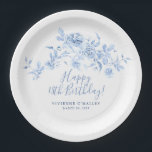 18th Birthday Party Blue Rose Floral Custom Paper Plate<br><div class="desc">Add flair to your birthday party table decor with these custom blue floral paper plates</div>