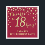18th Birthday Party Burgundy Red and Gold Diamond Napkin<br><div class="desc">18th Birthday Party Invitation with Burgundy Red and Gold Glitter Diamond Background. Gold Confetti. Adult Birthday. Man or Woman Birthday. For further customization,  please click the "Customize it" button and use our design tool to modify this template.</div>