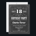 18th Birthday Party - Chalkboard Black White Invitation<br><div class="desc">18th Birthday Party Invitation. Black and white adult birthday invitation for men or women. Features chalkboard pattern and retro typography script font. Cheers to 18 years! Invite card perfect for a stylish milestone bday celebration</div>