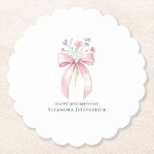 18th Birthday Party Custom Coaster Bow Wildflower