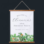 18th Birthday Party December Birth Flower Welcome Hanging Tapestry<br><div class="desc">Elegant winter watercolor green holly sprigs create a beautiful greenery border at the bottom of this birthday party welcome sign,  Holly is the December birth flower. A trendy font combination gives it a modern vibe. All of the text is editable.</div>