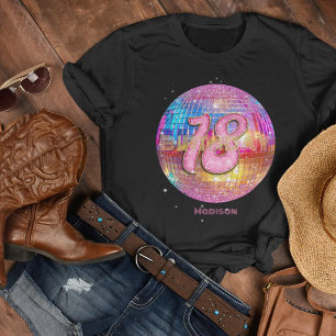 18th Birthday Party Gold Pink Glitter Disco Ball T-Shirt