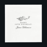 18th Birthday Party Golf Theme Editable Napkin<br><div class="desc">Elegant black and white custom birthday napkins for a golfer. The top of is decorated with golf accessories - a golf club, golf ball, hat and gloves. The watercolor design creates a traditional and classic aesthetic. Perfect for a birthday bash at the club or a backyard BBQ. All of the...</div>