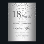 18th Birthday Party Invitation - Silver<br><div class="desc">18th Birthday Party Invitation.
Elegant design with faux glitter silver. Cheers to 18 Years! Message me if you need furhter customization.</div>