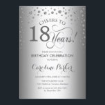 18th Birthday Party Invitation - Silver<br><div class="desc">18th Birthday Party Invitation.
Elegant design with faux glitter silver. Cheers to 18 Years! Message me if you need furhter customization.</div>