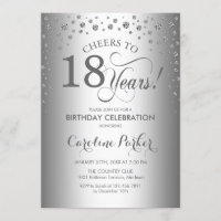 18th Birthday Party Invitation - Silver