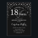 18th Birthday Party Invitation - Silver Black<br><div class="desc">18th Birthday Party Invitation.
Elegant design with faux glitter silver and black. Cheers to 18 Years! Message me if you need furhter customization.</div>