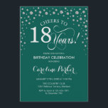 18th Birthday Party Invitation - Silver Green<br><div class="desc">18th Birthday Party Invitation.
Elegant design with faux glitter silver and green. Cheers to 18 Years! Message me if you need further customization.</div>