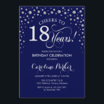 18th Birthday Party Invitation - Silver Navy Blue<br><div class="desc">18th Birthday Party Invitation.
Elegant design with faux glitter silver and navy blue. Cheers to 18 Years! Message me if you need further customization.</div>