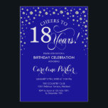 18th Birthday Party Invitation - Silver Royal Blue<br><div class="desc">18th Birthday Party Invitation.
Elegant design with faux glitter silver and royal blue. Cheers to 18 Years! Message me if you need further customization.</div>