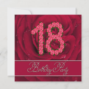 18th birthday party invitation with roses