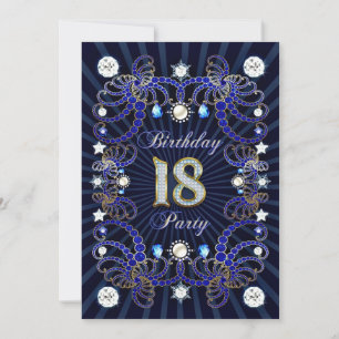 18th birthday party invite with masses of jewels