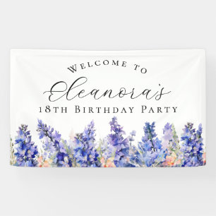 18th Birthday Party July Birth Flower Welcome Banner