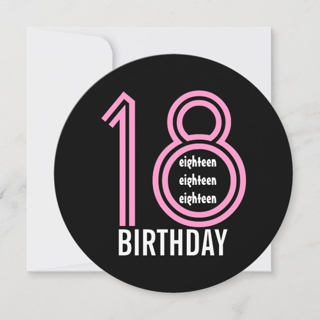 18th Birthday Party Modern Pink and Black W689B16 Invitation (Front)