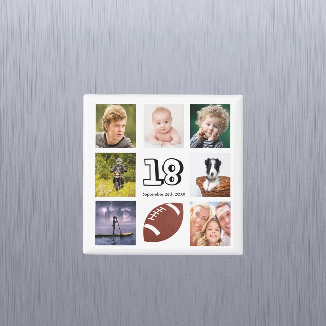 18th birthday party photo collage boy magnet (Creator Uploaded)