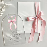 18th Birthday Party Pink Bow Wildflower Arch Acrylic Invitations<br><div class="desc">A feminine pink coquette bow is decorated with small pink and purple wildflowers.</div>