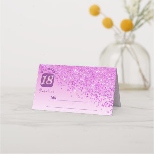 18th Birthday Party Pink Glitter Place Card