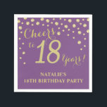 18th Birthday Party Purple and Gold Diamond Napkin<br><div class="desc">18th Birthday Party Invitation with Purple and Gold Glitter Diamond Background. Gold Confetti. Adult Birthday. Man or Woman Birthday. For further customization,  please click the "Customize it" button and use our design tool to modify this template.</div>