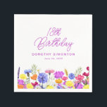 18th Birthday Party Purple Wildflower Custom Napkin<br><div class="desc">A pretty watercolor wildflower border decorates the bottom of this 18th birthday party custom cocktail napkin. The colourful wildflowers are perfect for a spring or summer birthday party. The birthday celebrant's name and birthday follow. All text is editable.</div>