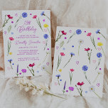 18th Birthday Party Purple Wildflower Meadow Invitation<br><div class="desc">Colourful spring wildflowers surround your birthday party details. Modern,  trendy and feminine.</div>
