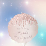 18th birthday party rose gold glitter drips glam balloon<br><div class="desc">Girly and trendy balloons for a 18th birthday party. A feminine light pink, rose gold background decorated with faux rose gold glitter drips. Templates for a date and name/age 18. Curved text and dark rose gold coloured letters. The name is written with a modern hand lettered style script. Perfect as...</div>