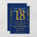 18TH Birthday Party Royal Blue Gold Crown  Invitation<br><div class="desc">Look for matching items in my store. Contact me for a custom order.</div>